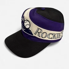 Colorado Rockies Vintage 90s swirl MLB RARE SnapBack hat cap black white