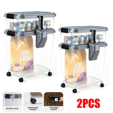 3Pc Airtight Pet Food Container Kit Dog Cat Food Storage Bin Treat Box Scoop