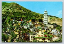 Vintage Photochrome Postcard Tiger Balm Garden Hong Kong Scenic View