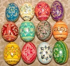 12 Hand Made Wood Pysanky Easter Eggs.  Pysanka Egg from Ukraine