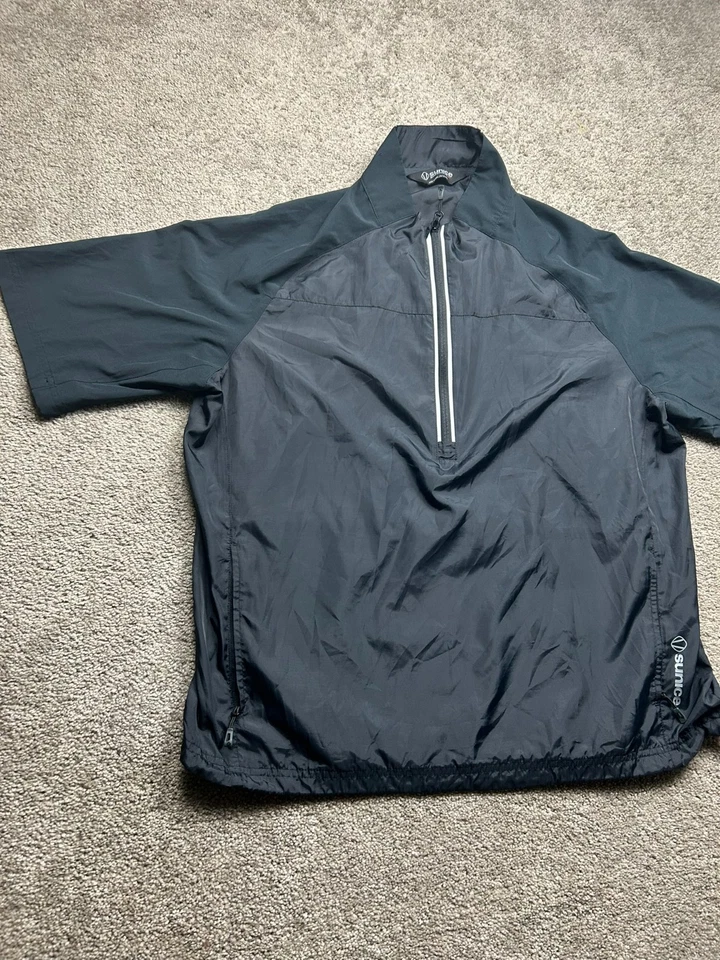Sunice Shirt Mens XL Black Winbreaker Short Sleeve 1/4 Zip Pockets Golf Adult - Image 2 of 4