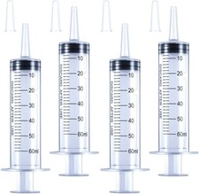 4 Pack 60mL Large Syringe for Liquid with Tip Cap, Plastic Syringes...