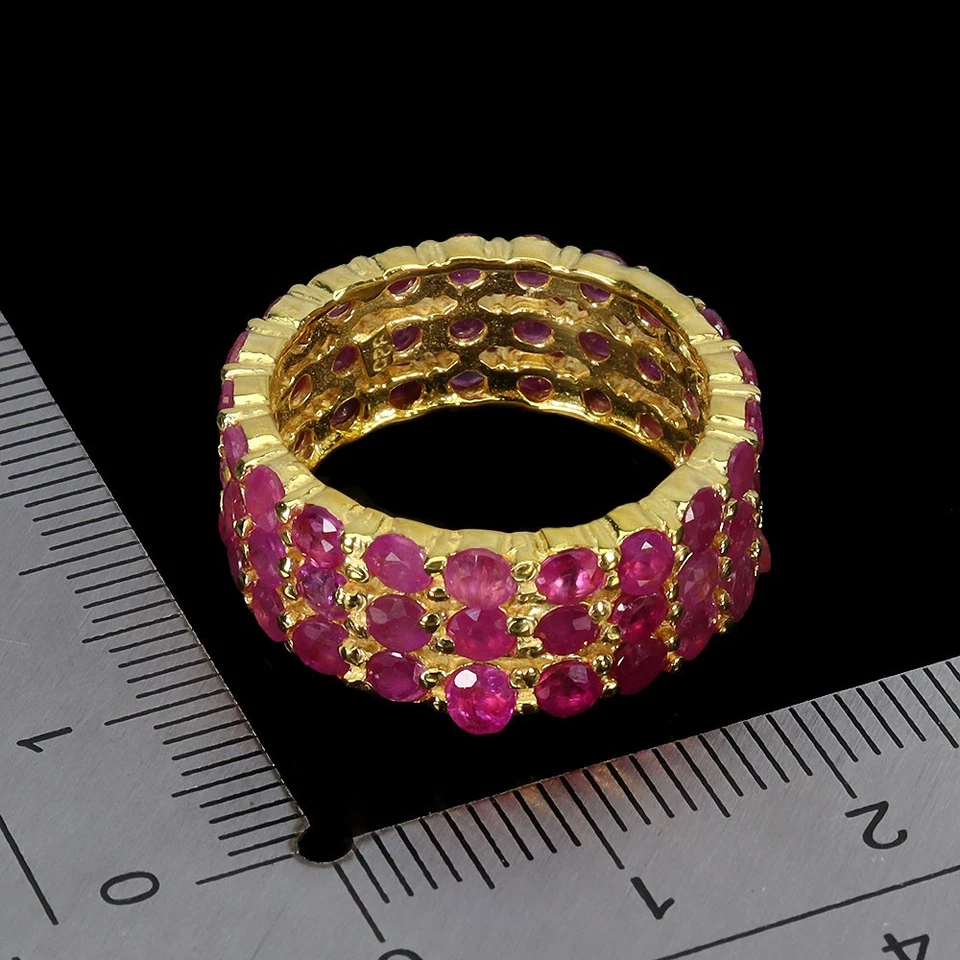 925 Sterling Silver Ring Round Ruby Gemstone Jewelry Size 7 No USA Import Fees - Image 3 of 4