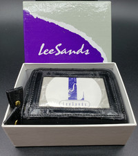Vtg Lee Sands Black Dual Zippered Credit Card Eel Skin Wallet Preowned