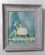Hollywood Regency Mid Century Modern Ballet Watercolor Original Cowen
