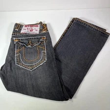 True Religion Joey Super T Faded Black Cotton Washed Denim Jeans Men's 32 x 29