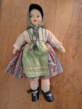 15” Vintage Junel Cloth Doll 1930-40s  Original Molded Face Angela of Italy