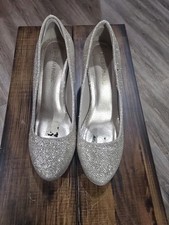 Dream Pairs Silver Glitter Pumps Women's Slip On Round Toe Party Heels