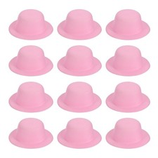 12Pcs 5.3 Inch Mini Formal Hats Miniature Doll Hats for Crafts Pink