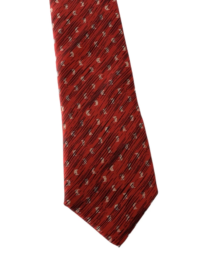 Gravata de pescoço Fratelli vermelha branca preta geométrica de seda feita à mão na Itália YGI R5-96 - Imagem 3 de 4