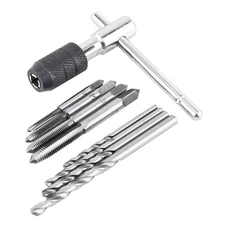 Adjustable T Handle Tap Holder Wrench with 4pcs M3-M6 Metric Taps and 4pcs Dr...