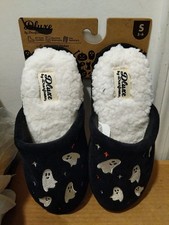 Dluxe by Dearfoams Children Slippers Ghost Black sz. Small 5-6