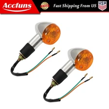 2×Amber Chrome Front Rear Turn Signal Blinker Indicator Light Motorcycle