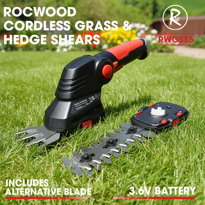 Grasschere 2 in 1 Garten Elektro Akku Heckenschere Strauch RocwooD 3,6V