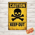 Caution Military Minefield Warning Sign Metal Tin Plaque Vintage Decor