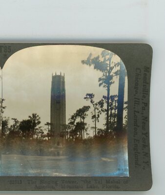 Taj Mahal of America Singing Tower Mountain Lake Florida Keystone Stereoview
