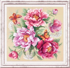 Magic Needle Counted Cross-Stitch Kit Flower Magic. Peonies 140-001