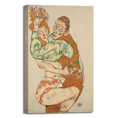 Schiele Make Love Design Frame Print Canvas Painted Frame Home Furniture