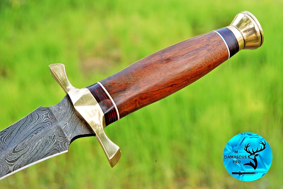 Espada Daga Damasco - Hoja de Acero Damasco Forjada a Mano con Funda de Cuero 1662 Foto 3 de 4