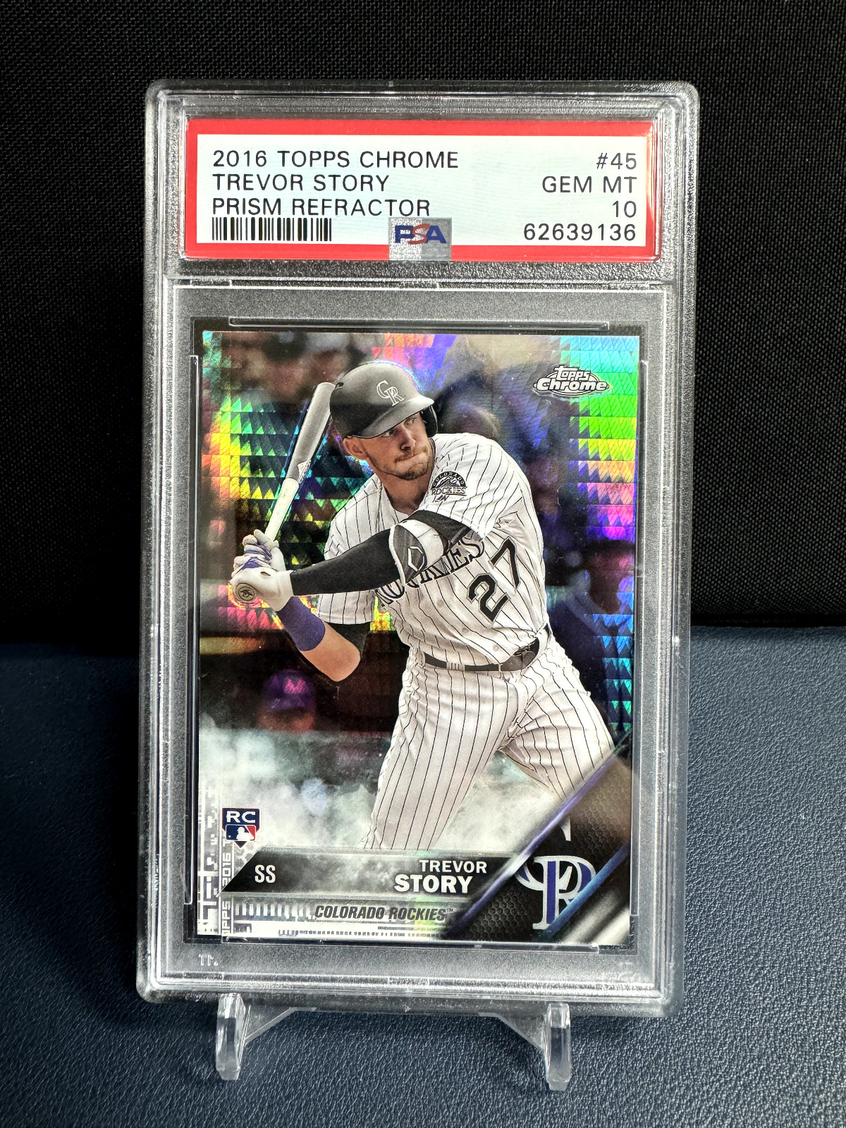 2016 Topps Chrome Trevor Story Rookie RC Prism Refractor PSA 10 Gem Mint