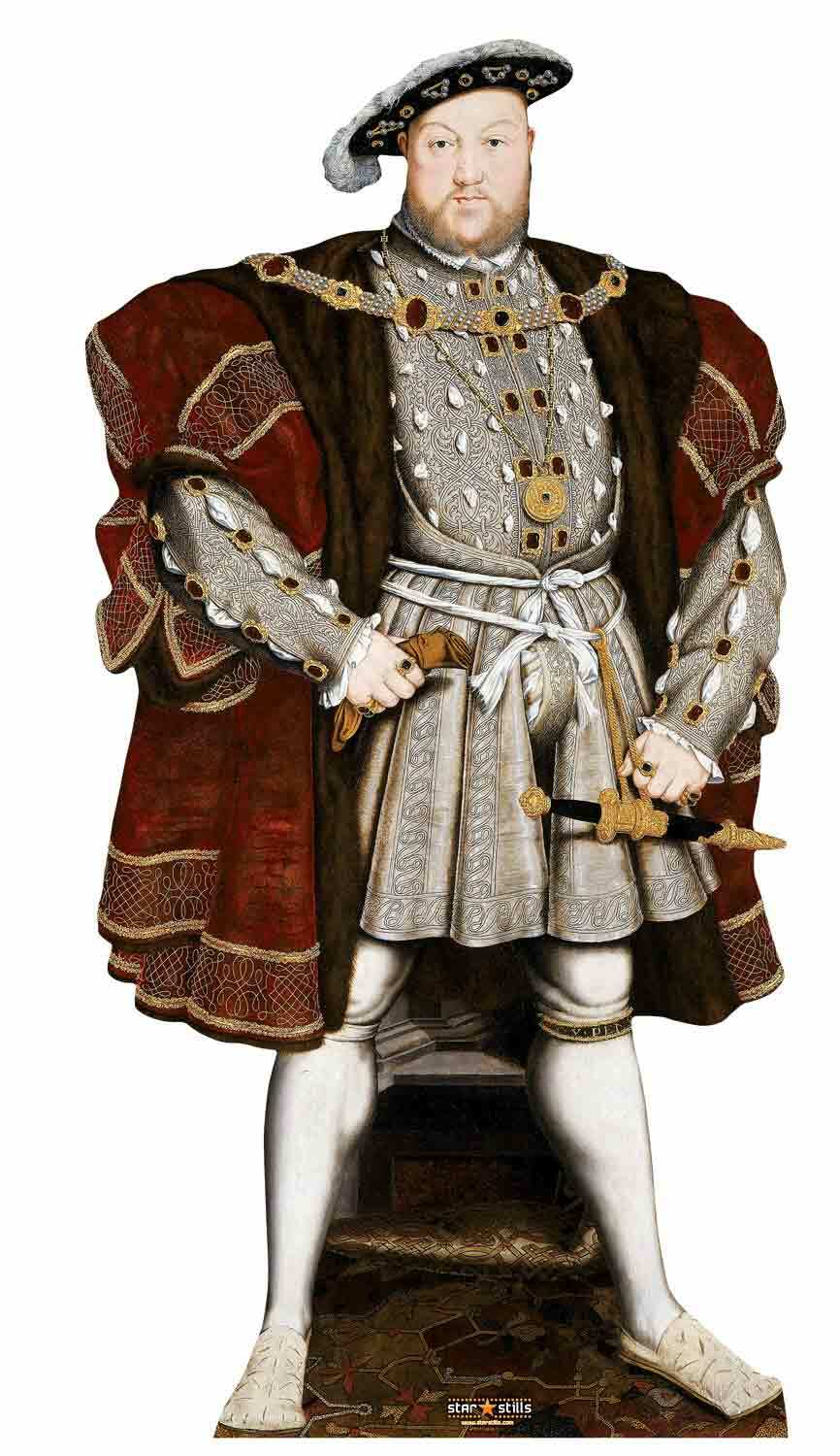 Henry VIII Tudor King Lifesize Cardboard Cutout / Standup Great for Schools