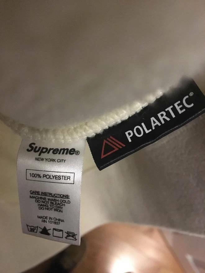 SUPREME Polartec pile crema in pile foderato profondo F W 17 taglia naturale media