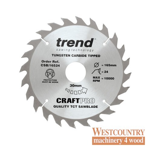 Trend CraftPro Combination Wood Saw Blade - 165mm dia x 2.4 kerf x 30 bore 24T