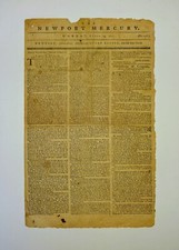 1792 THE NEWPORT MERCURY Sam Adams Indian Capture Franklin Statue James Madison