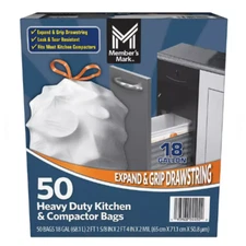 Member's Mark Heavy Duty 18-Gallon Kitchen & Compactor Trash Bags 50 ct