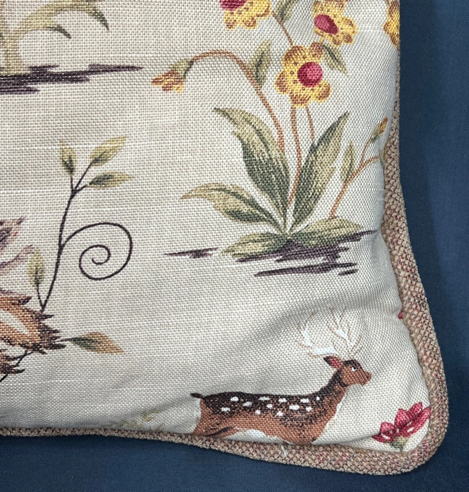 Vintage Sofa Throw Pillow Safari Woodland Animal Botanical Decor, 15" x 15" - Image 4 of 4