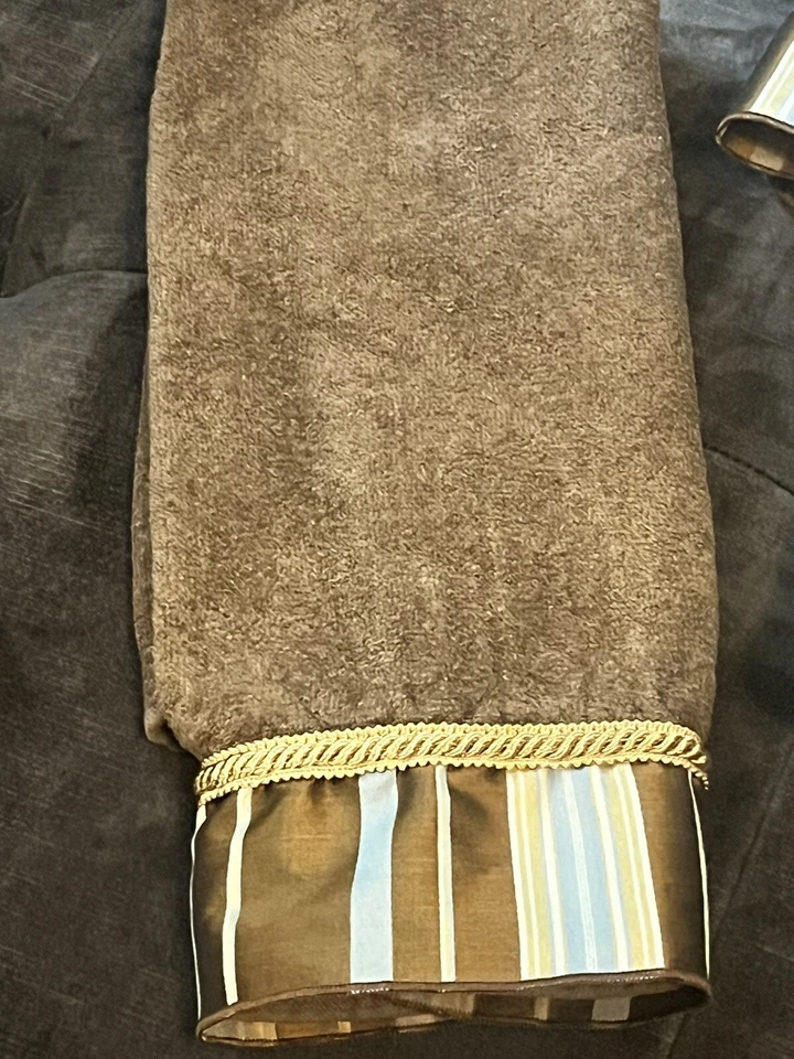 Vintage Avanti 4 Piece-1 Bath & 2 Hand Towel 1 Wash - Brown Blue Flare Cotton - Image 3 of 4