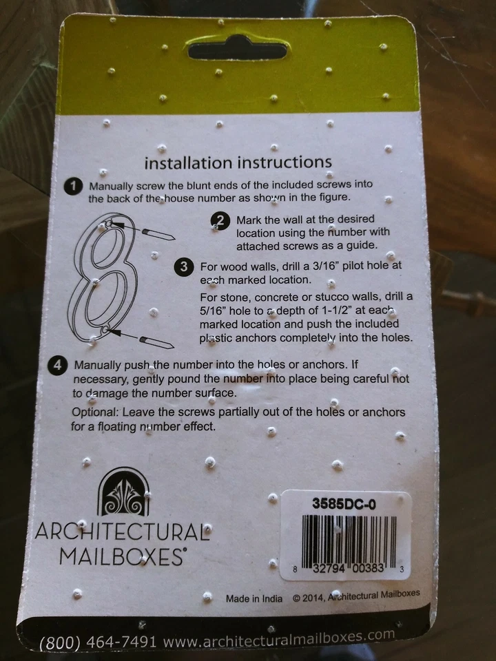 Architectural Mailboxes Brass 5 in. Floating House Number 0 - Image 2 of 2