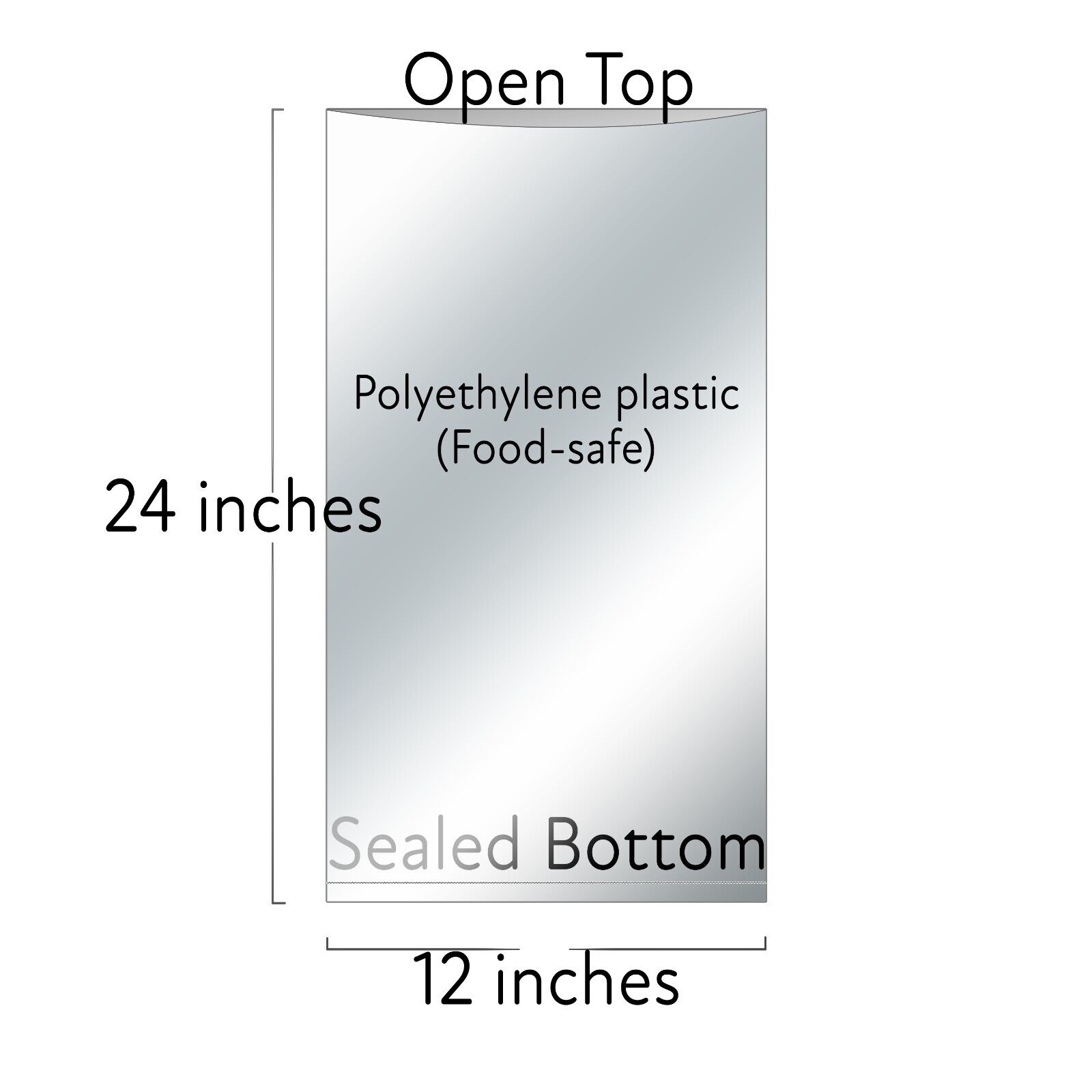 10x Replacement Balloon Bags 12"x24" Food-Safe Clear Polyethylene for EQ1 or EQ2
