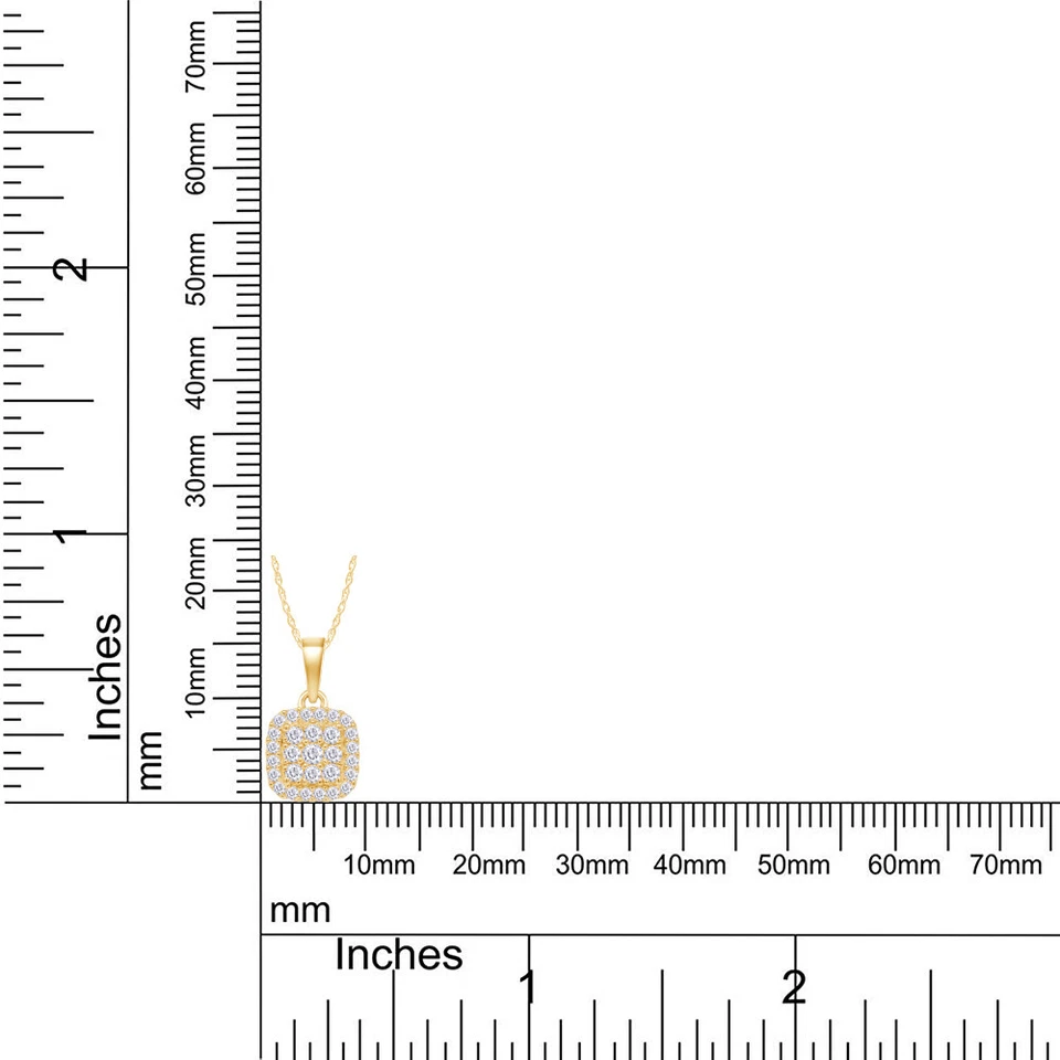 Collar colgante con racimo de diamantes cultivados en laboratorio de 1/3 quilate de oro macizo de 10 k Foto 2 de 3