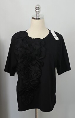 NWT CHICO'S WOMEN'S 3D RUFFLE FRONT TEE SL TOP Sz 3 US XL $69.50