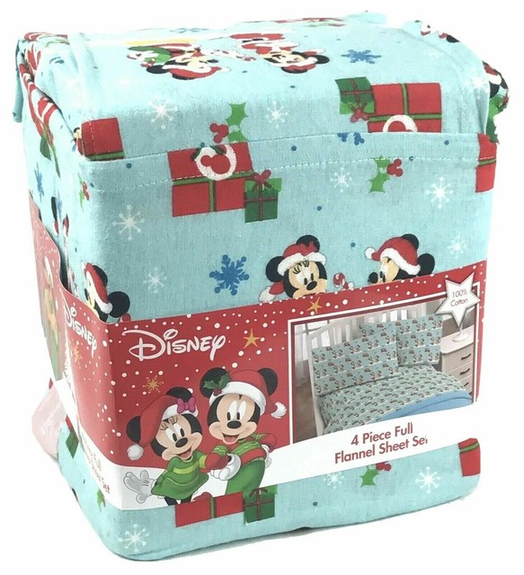 Disney 4 piece Full Size Flannel Sheet Set Mickey/ Minnie/ Christmas | eBay