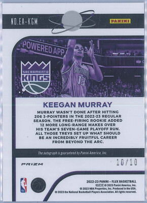 2022-23 Panini Flux Basketball Keegan Murray Equinox Autograph 10 
