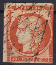 FRANCE TIMBRE  YVERT N°5Ad  CERES 40c retouché case 147 ORANGE Foncé+7300€
