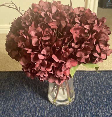 allen + roth 15-in Red Indoor Artificial Hydrangea Artificial Flower