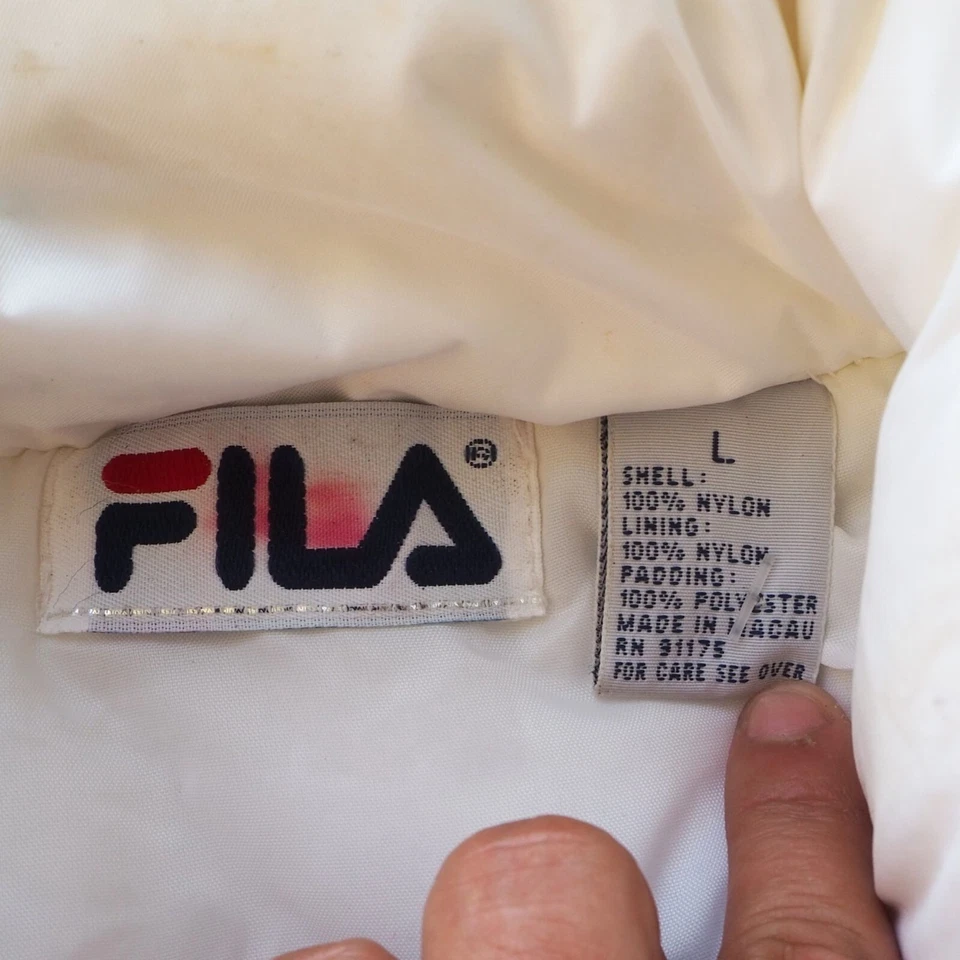 Fila Vintage 90s Avalon Puffer Jacket White / Pewter New with Defects Women's L - Image 3 of 4