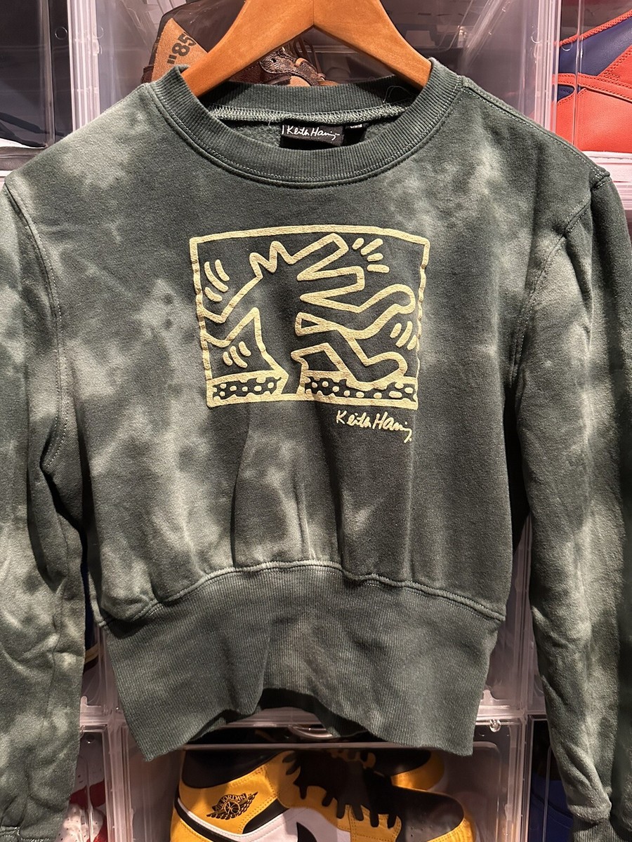 トップス n Keith Haring Women's M Crop Sweatshirt Sweater Fleece Tie Dye