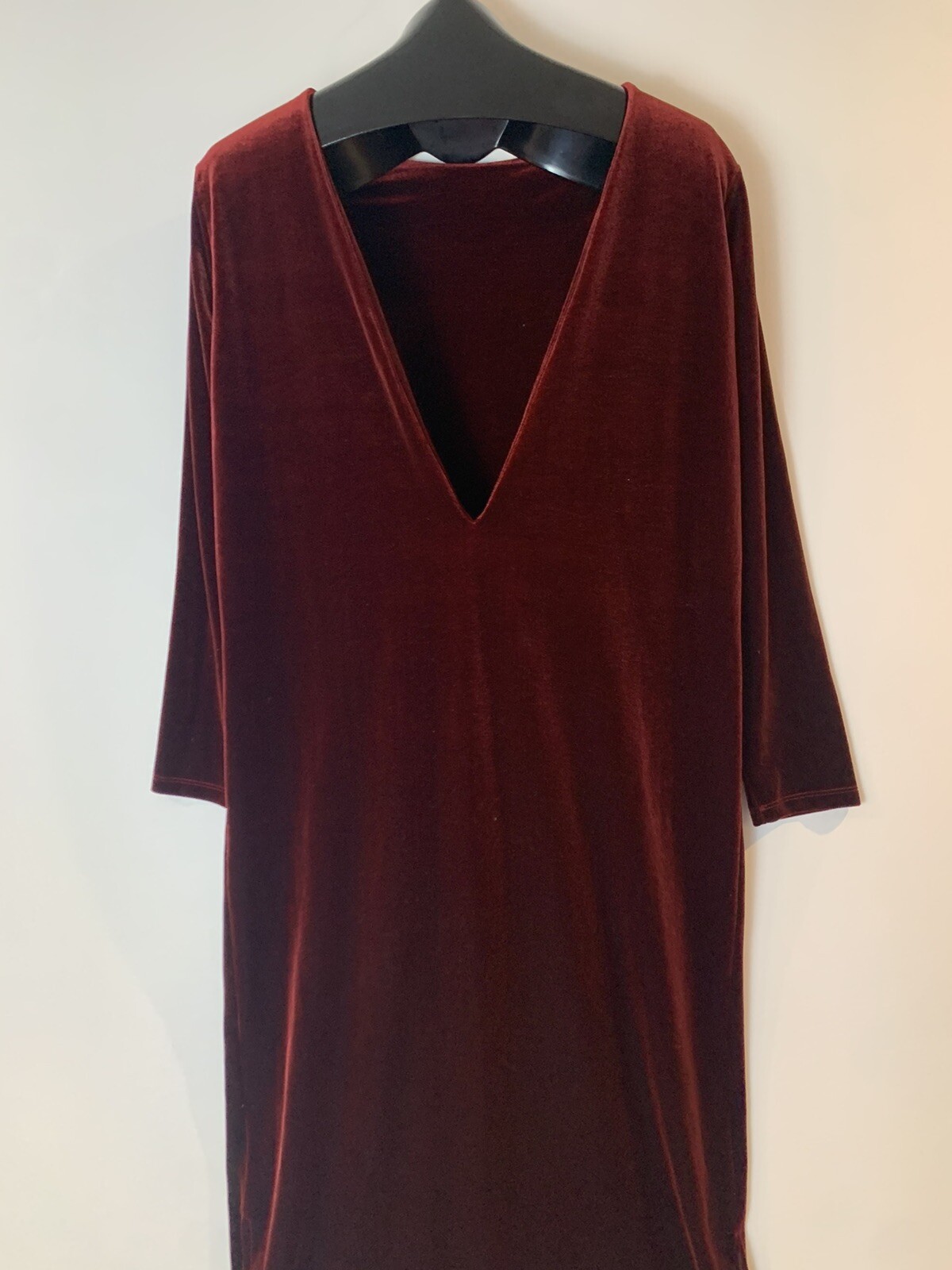 oak and fort dress Deep Red Velvet Long Midi Long Sle… Gem