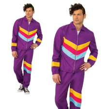 Mens 1980s Scouser Tracksuit Shell Suit Adults Fancy Dress Costume Retro Outfit