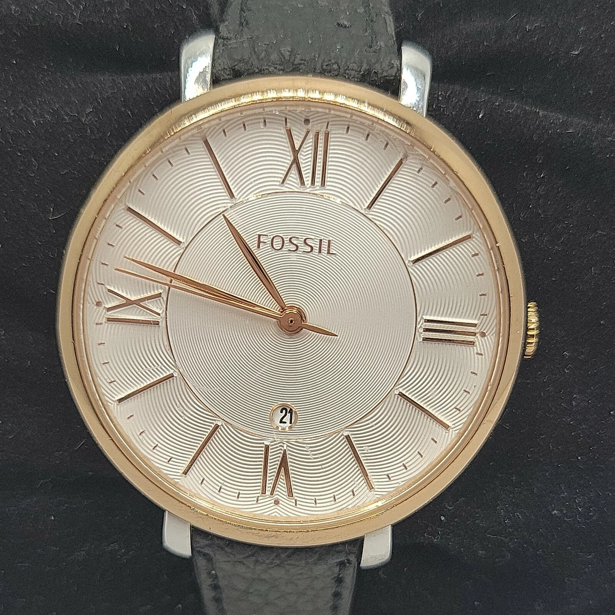 Fossil Jacqueline ES3842 Women s Black Leather Analog Dial Quartz Watch AM904
