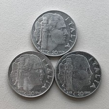 Lotto 3 monete 20 CENT. LIRA 1939 1940 1941 - Lot 3 Coins 20 Cents Lire Italian