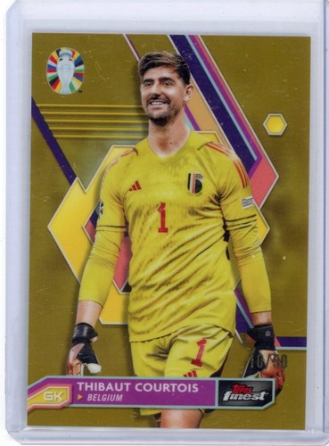 Thibaut Courtois [Gold Refractor] #7 2023 Topps Finest Road to UEFA EURO card