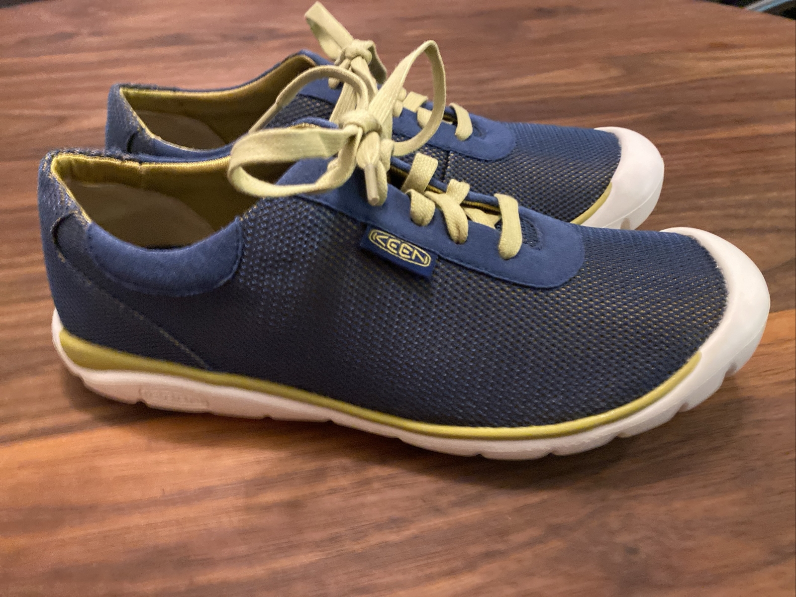 Scarpe sneakers donna Keen blu 1010251 tinta unita basse stringate punta cappuccio rete 7 5