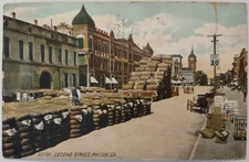 Vintage Postcard Second Street Macon Georgia Cotton AA26
