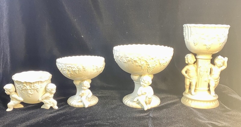Four Piece Vintage RENAISSANCE BY LEFTON Porcelain Cherub COLLECTION