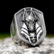 Sculpt Rings™ Anubis Skull Ring Stainless Steel Egyptian Gothic Biker Size 7-13